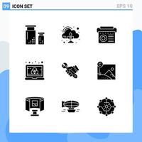 9 Creative Icons Modern Signs and Symbols of wrench laptop cloud computer radio Editable Vector Design Elements