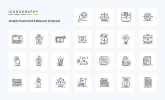 25 Analytic Investment And Balanced Scorecard Line icon pack vector