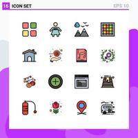 Set of 16 Modern UI Icons Symbols Signs for construction software nature area graph Editable Creative Vector Design Elements