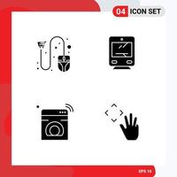 Pictogram Set of 4 Simple Solid Glyphs of cart internet mouse transport machine Editable Vector Design Elements