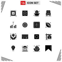 Universal Icon Symbols Group of 16 Modern Solid Glyphs of money cash back camping transport Editable Vector Design Elements