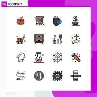 Pictogram Set of 16 Simple Flat Color Filled Lines of earnings signal bookmark hardware computers Editable Creative Vector Design Elements