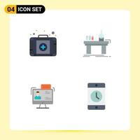 User Interface Pack of 4 Basic Flat Icons of aid business biology laboratory dialog Editable Vector Design Elements