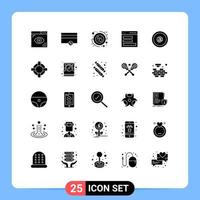 Set of 25 Vector Solid Glyphs on Grid for address interface percent contact care Editable Vector Design Elements
