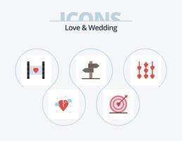Love And Wedding Flat Icon Pack 5 Icon Design. love. direction. wedding. wedding. honeymoon vector