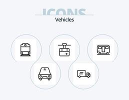 vehículos línea icono paquete 5 5 icono diseño. . buque. transporte. esquife. vela vector