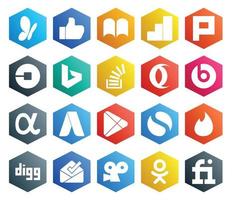 20 Social Media Icon Pack Including google play app net bing beats pill overflow vector