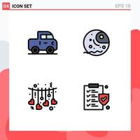 Universal Icon Symbols Group of 4 Modern Filledline Flat Colors of car love distant planet document Editable Vector Design Elements