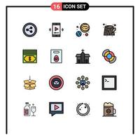 Set of 16 Modern UI Icons Symbols Signs for egg money galaxy dollar waste Editable Creative Vector Design Elements