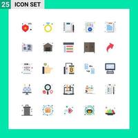 Pack of 25 Modern Flat Colors Signs and Symbols for Web Print Media such as business options notebook office document Editable Vector Design Elements