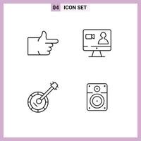 User Interface Pack of 4 Basic Filledline Flat Colors of like instrument job computer sound Editable Vector Design Elements