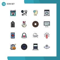 Universal Icon Symbols Group of 16 Modern Flat Color Filled Lines of rank bath bulb machine thinking Editable Creative Vector Design Elements