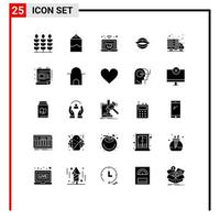 Set of 25 Modern UI Icons Symbols Signs for web server online laptop internet face Editable Vector Design Elements
