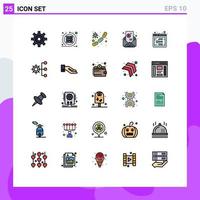 Mobile Interface Filled line Flat Color Set of 25 Pictograms of result mail server letter virus Editable Vector Design Elements