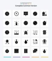 Creative Complete Common Version 25 Glyph Solid Black icon pack  Such As file. document. point. attach. pulse vector