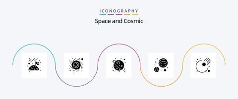 espacio glifo 5 5 icono paquete incluso . universo. meteorito. asteroide vector