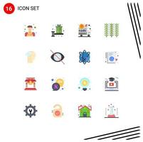 Universal Icon Symbols Group of 16 Modern Flat Colors of activity plant car food car Editable Pack of Creative Vector Design Elements