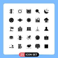 25 Thematic Vector Solid Glyphs and Editable Symbols of moon gym drawing search look Editable Vector Design Elements