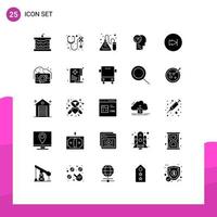 User Interface Pack of 25 Basic Solid Glyphs of arrow human experiment faster activity Editable Vector Design Elements