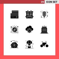 Pictogram Set of 9 Simple Solid Glyphs of token cryptocurrency hobby crypto signal Editable Vector Design Elements