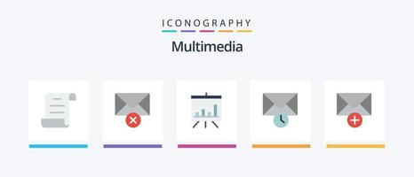 Multimedia Flat 5 Icon Pack Including . presentation. new. mail. Creative Icons Design vector