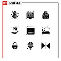 Set of 9 Modern UI Icons Symbols Signs for content real estate news home letter Editable Vector Design Elements