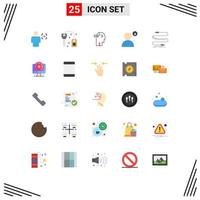 Set of 25 Vector Flat Colors on Grid for profile password success padlock head Editable Vector Design Elements