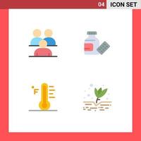 4 Universal Flat Icons Set for Web and Mobile Applications business light group medicine sun Editable Vector Design Elements