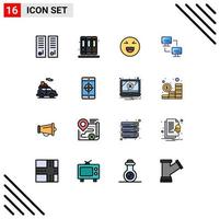 Modern Set of 16 Flat Color Filled Lines Pictograph of car computers chat computing computer Editable Creative Vector Design Elements