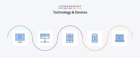 Devices Blue 5 Icon Pack Including . laptop. location. browser. charge vector