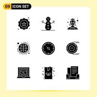 User Interface Pack of 9 Basic Solid Glyphs of office compass character business plan Editable Vector Design Elements