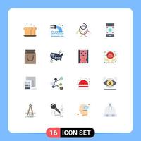 Universal Icon Symbols Group of 16 Modern Flat Colors of retail bag sewage technology mobile Editable Pack of Creative Vector Design Elements