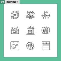 Set of 9 Modern UI Icons Symbols Signs for egg science easter like picture Editable Vector Design Elements