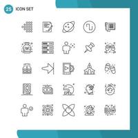 25 Universal Line Signs Symbols of call fax planet telephone square Editable Vector Design Elements