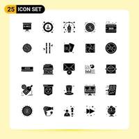 25 Universal Solid Glyphs Set for Web and Mobile Applications selection all art target achievement Editable Vector Design Elements