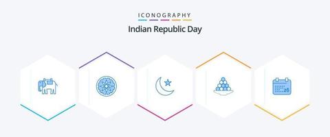 Indian Republic Day 25 Blue icon pack including treat. laddu. night. indian. delicacy vector