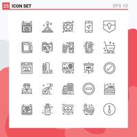 25 Creative Icons Modern Signs and Symbols of shield protect lifesaver key map Editable Vector Design Elements