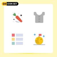 Group of 4 Modern Flat Icons Set for carrot layout baby collage moon Editable Vector Design Elements