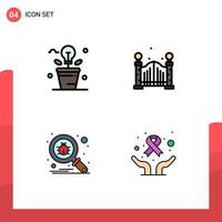 Stock Vector Icon Pack of 4 Line Signs and Symbols for brainstorm scan light life protect Editable Vector Design Elements