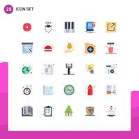 Set of 25 Modern UI Icons Symbols Signs for notification ebook men book piano Editable Vector Design Elements