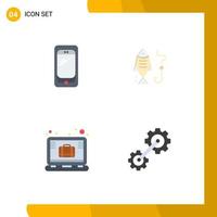 4 Thematic Vector Flat Icons and Editable Symbols of phone brief huawei fish laptop Editable Vector Design Elements