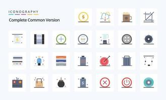 25 Complete Common Version Flat color icon pack vector