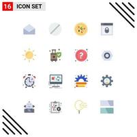 Modern Set of 16 Flat Colors and symbols such as rise web security science shield internet Editable Pack of Creative Vector Design Elements