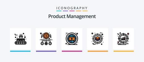 producto administración línea lleno 5 5 icono paquete incluso externo. Procesando. cerebro. grafico. bar. creativo íconos diseño vector