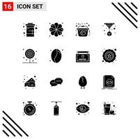 User Interface Pack of 16 Basic Solid Glyphs of drink breakfast basket technology print Editable Vector Design Elements