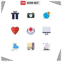 Stock Vector Icon Pack of 9 Line Signs and Symbols for flag canada business medical sign heart shape Editable Vector Design Elements