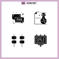 Set of 4 Modern UI Icons Symbols Signs for faq food support flasks sweet Editable Vector Design Elements