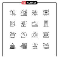 Set of 16 Vector Outlines on Grid for hr work people online dollar Editable Vector Design Elements