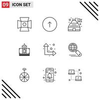 Pictogram Set of 9 Simple Outlines of arrows transfer web bucks money Editable Vector Design Elements