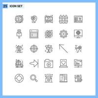 Pack of 25 Modern Lines Signs and Symbols for Web Print Media such as user account chat wood home Editable Vector Design Elements